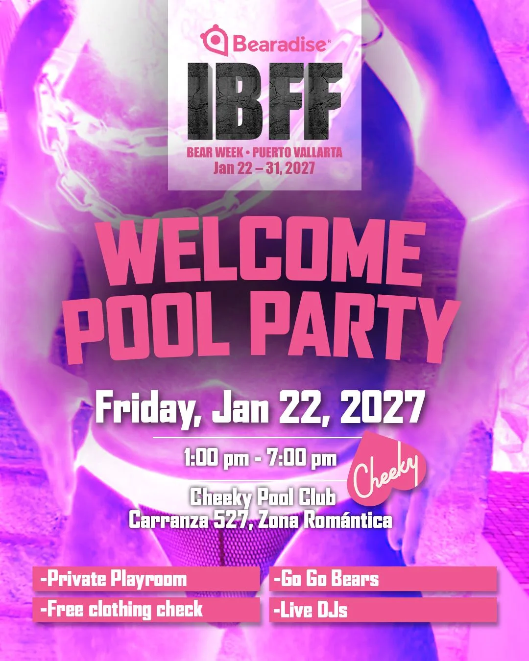 Bearadise Welcome Pool Party poster